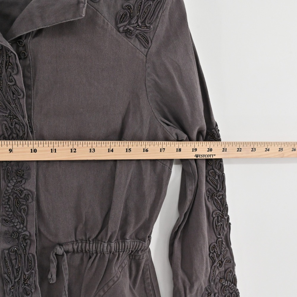 Anthropologie Love Sam Travis Jacket Womens Size XS Military Brown Embellished - Picture 3 of 14